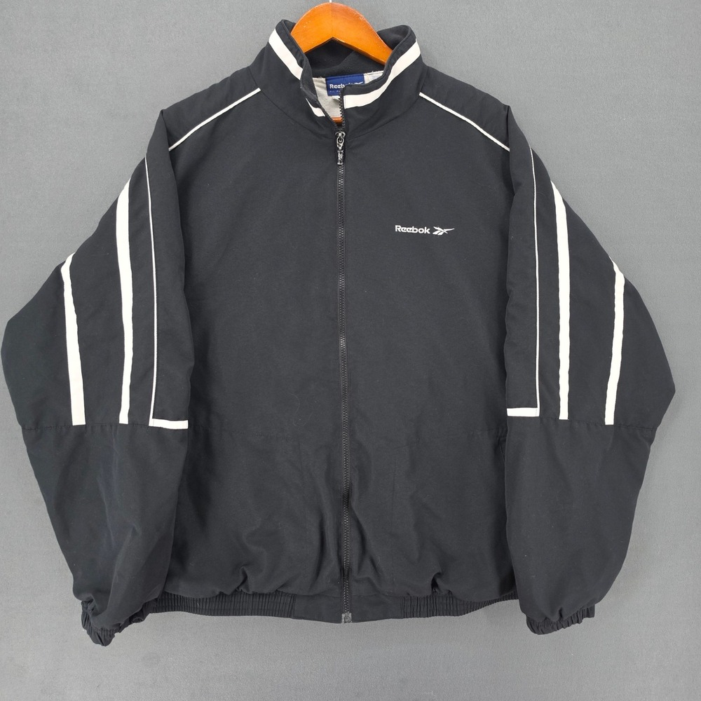 Vintage Reebok All Purpose Sports Track Jacket Black White Mens Large XL